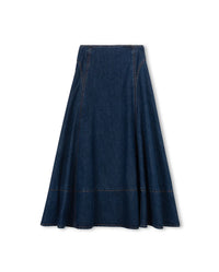 C-26041 VIBE DENIM STITCH MAXI SKIRT