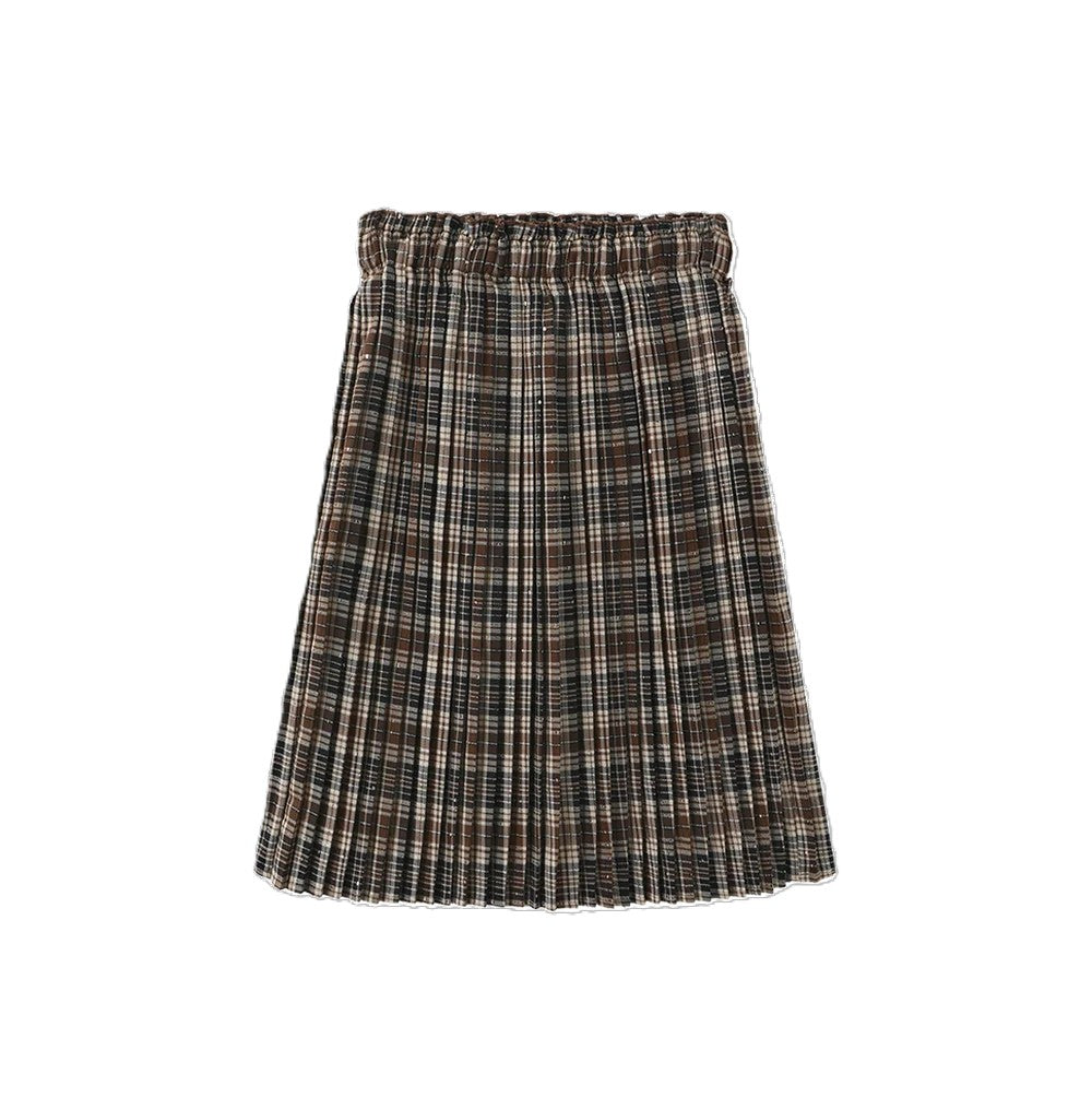 C-27448 / C-27413 TUSTELLO  PLAID SKIRT + KNIT CARDIGAN SET
