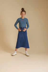 C-26367 VIBE POCKET V SEAM DENIM SKIRT