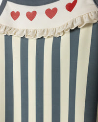 C-24120 CABANA WIDE STRIPE HEART TRIM BATHING SUIT