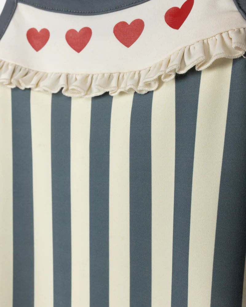 C-24120 CABANA WIDE STRIPE HEART TRIM BATHING SUIT