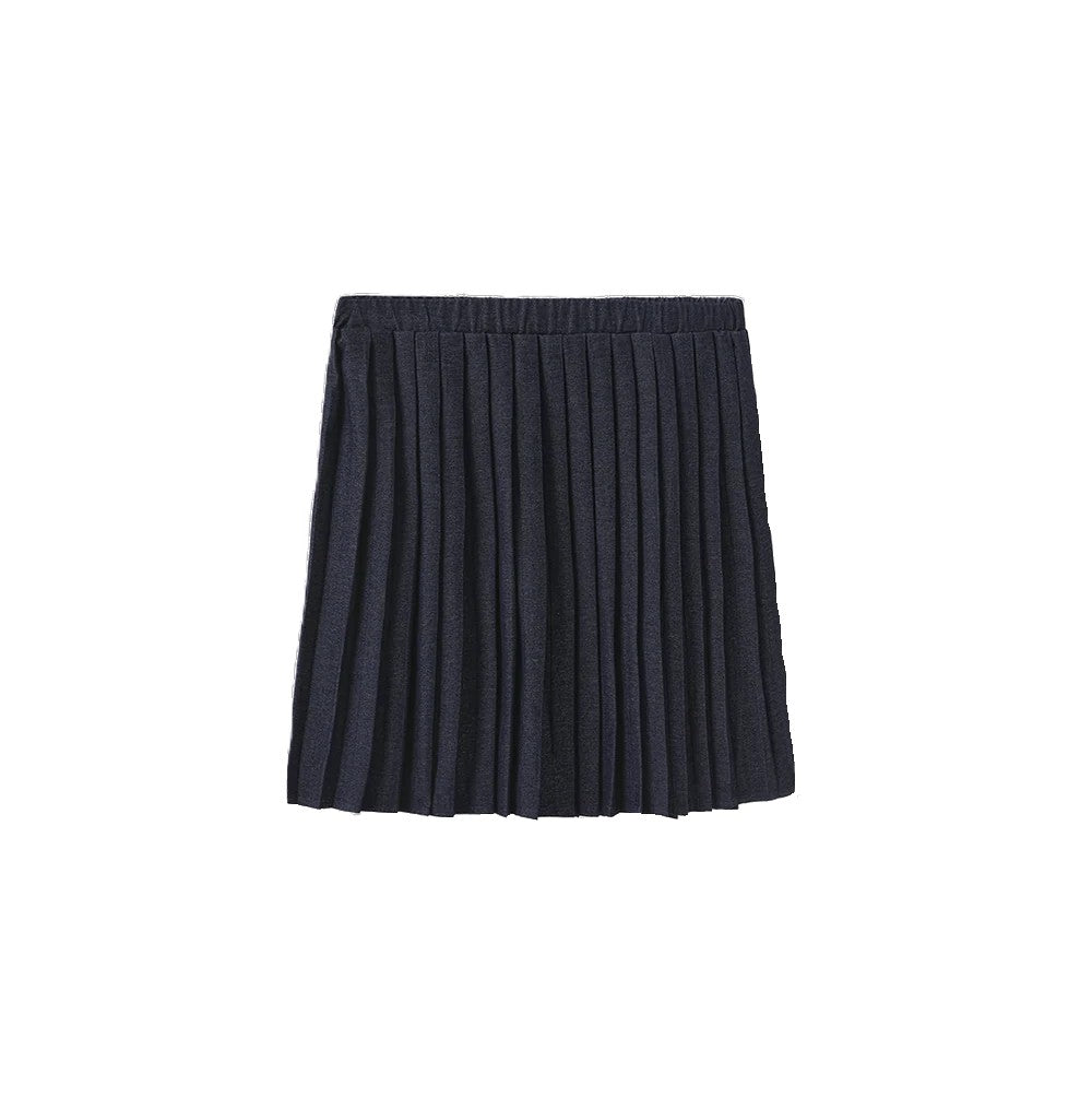 C-29084 HELLO YELLOW PULL ON DENIM PLEATED SKIRT