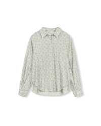 W-25778 SLATE LARGE SLEEVE FLORAL BLOUSE