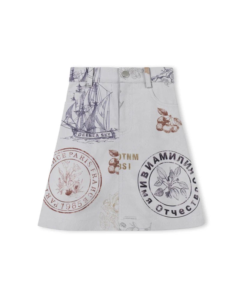 C-23748 PHIL & PHOEBE ROMY STAMP PRINT SKIRT
