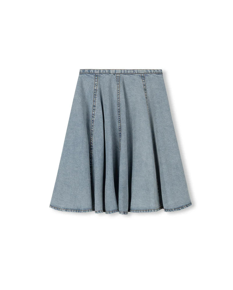 C-24208 CABANA FLARE DENIM PANEL SKIRT