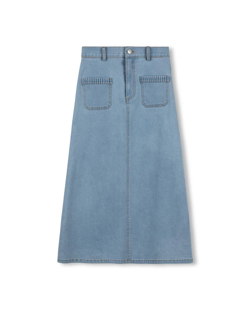 C-24709 VIBE STITCH POCKET TRIM DENIM SKIRT