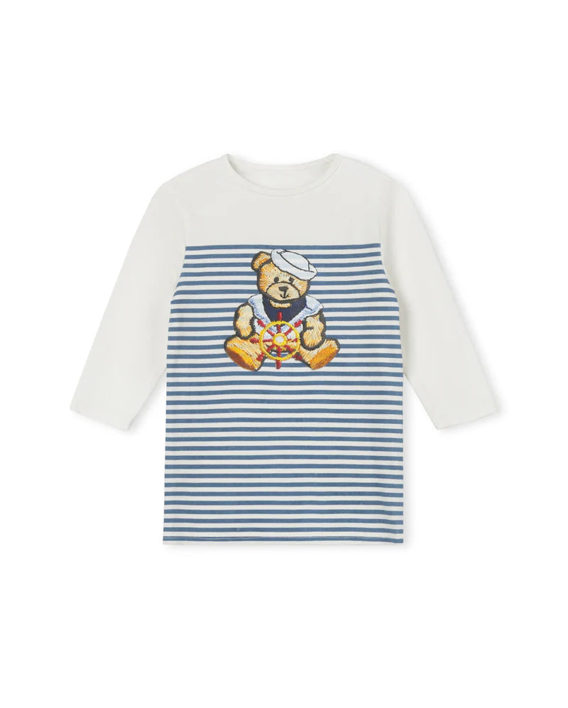 C-24388 PHIL & PHOEBE TEDDY BEAR HALF STRIPE TEE
