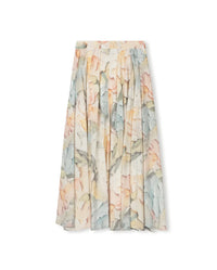 W-24131 GEORGETTE FLAIRY FLORAL SKIRT