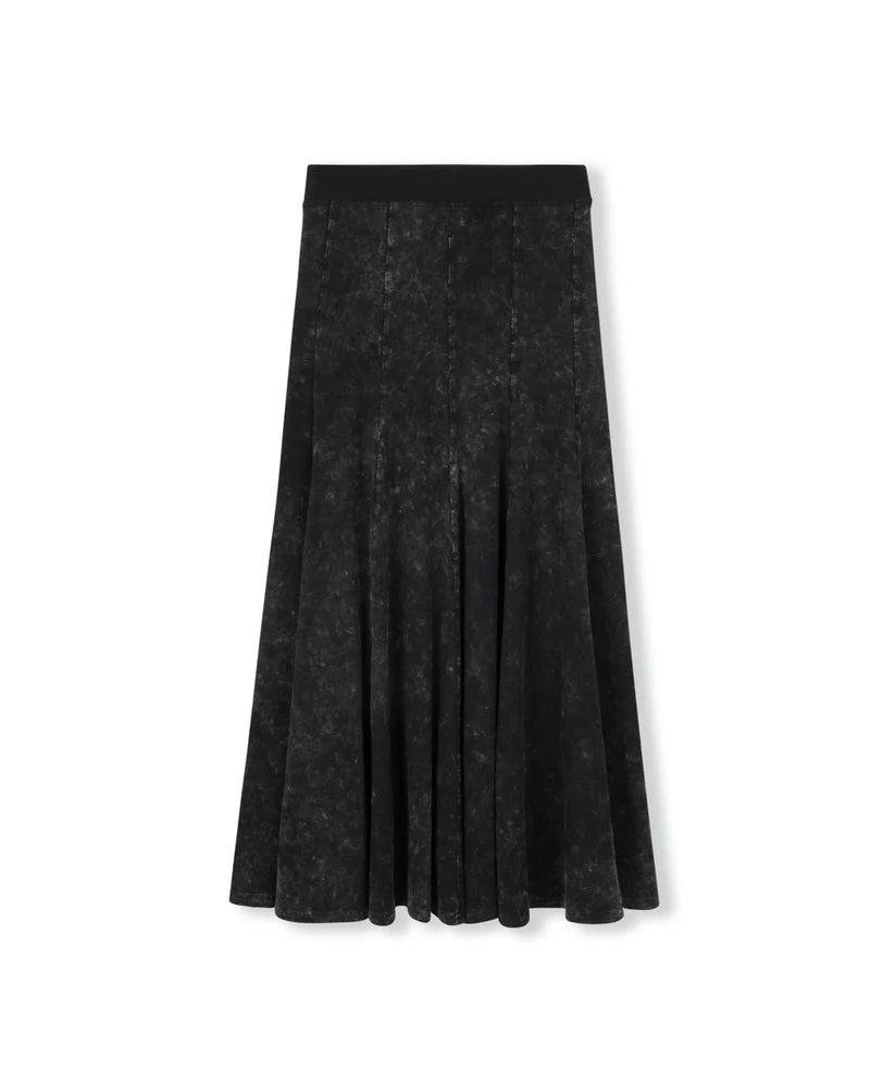 C-26354 VIBE ELASTIC WAIST PANEL MIDI SKIRT