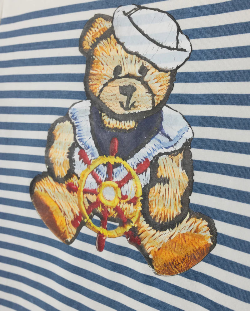 C-24388 PHIL & PHOEBE TEDDY BEAR HALF STRIPE TEE