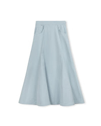 C-25957 VIBE OPEN PANEL DENIM MAXI SKIRT