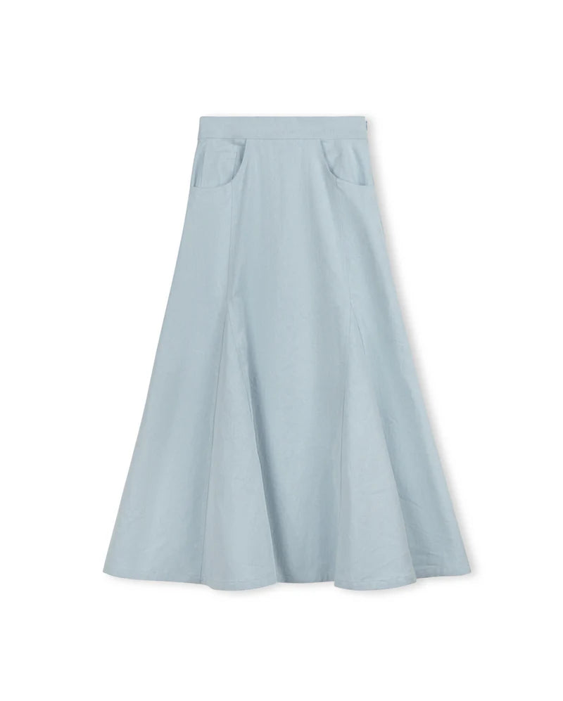 C-25957 VIBE OPEN PANEL DENIM MAXI SKIRT