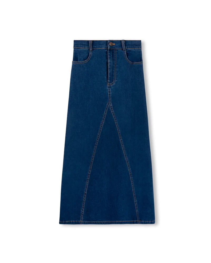 C-26367 VIBE POCKET V SEAM DENIM SKIRT