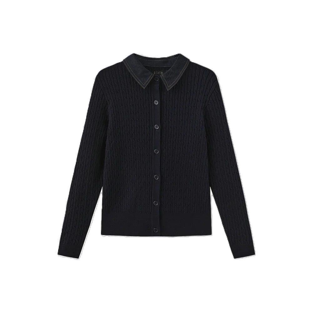 W-27010 SLATE CABLE KIT CONTRAST CARDIGAN
