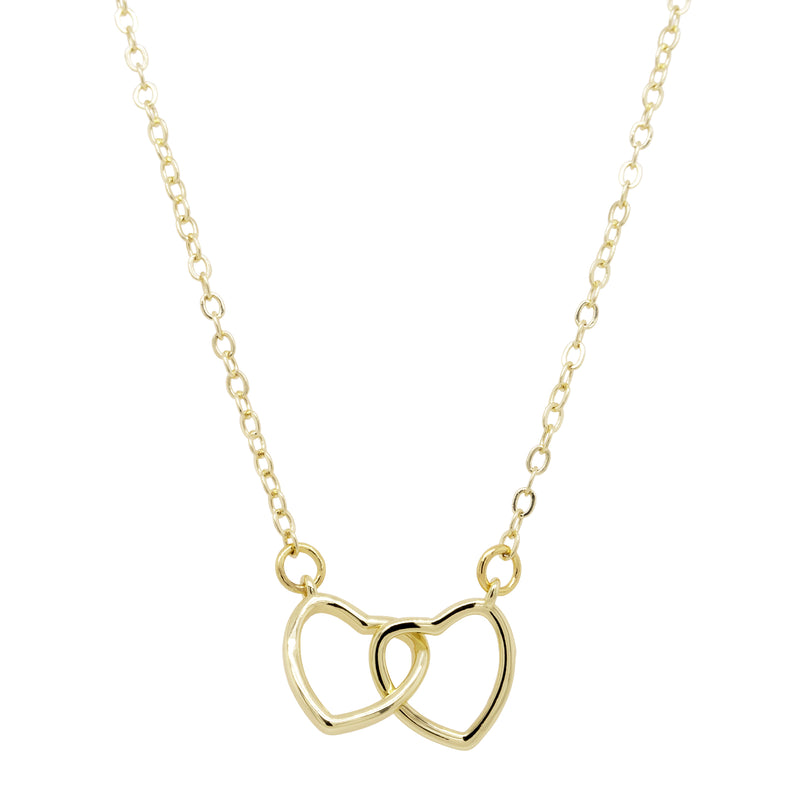 N4787 DLUX GP BRASS DOUBLE OPEN LINKED HEARTS NECKLACE