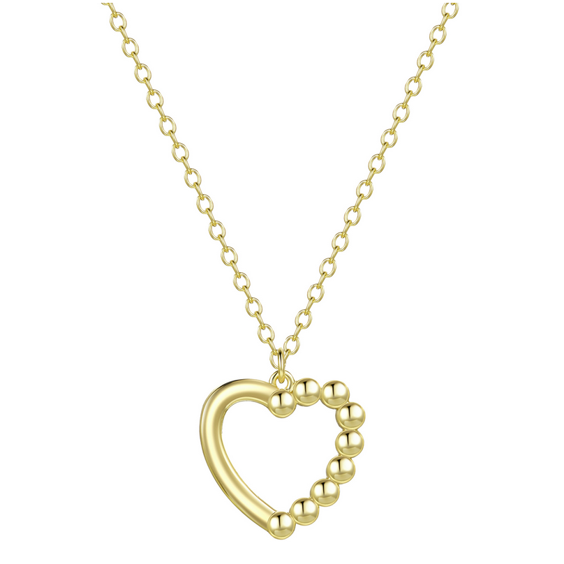 N4862 DLUX GP BRASS ONE SIDE BALL OPEN HEART NECKLACE