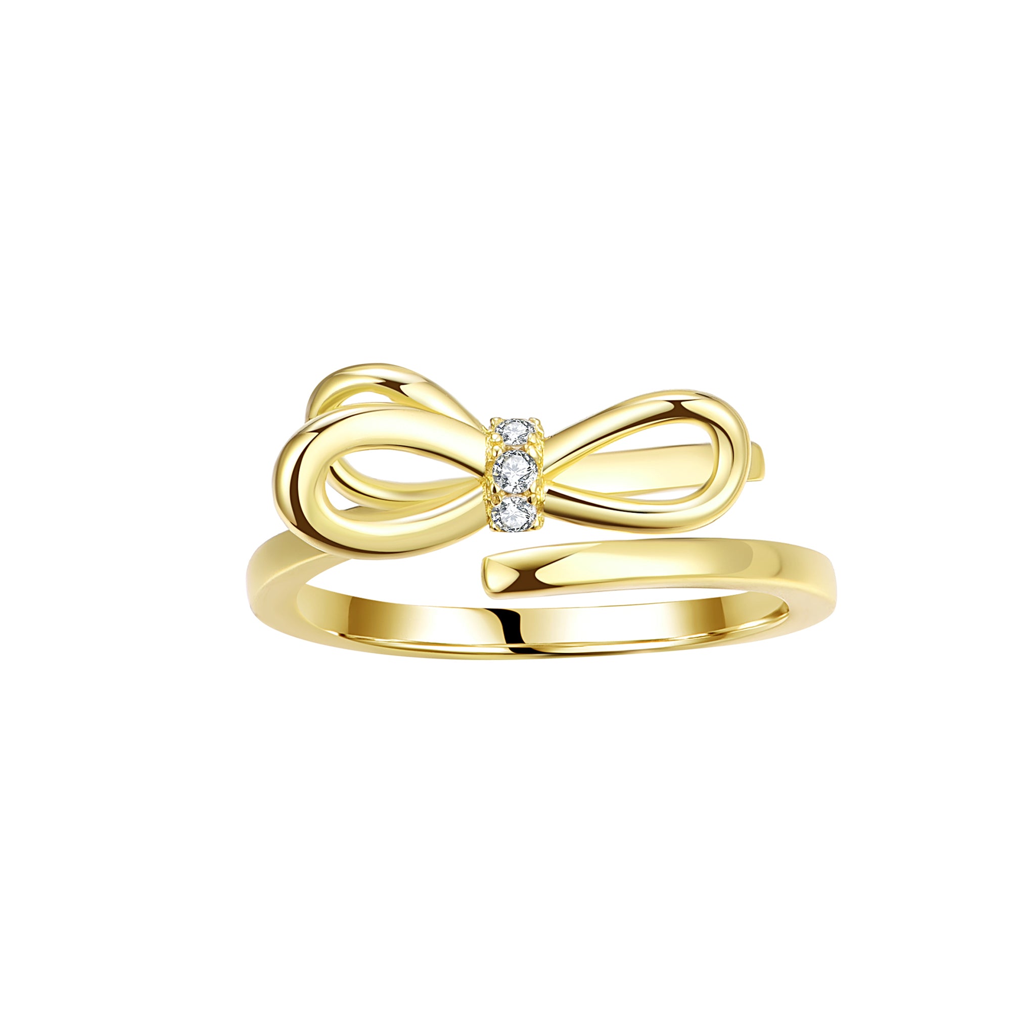 R4822 DLUX GP SS WHITE CZ BOW RING