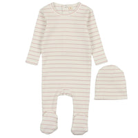 SL250143 BONJOY RIB STRIPE FOOTIE + BEANIE SET