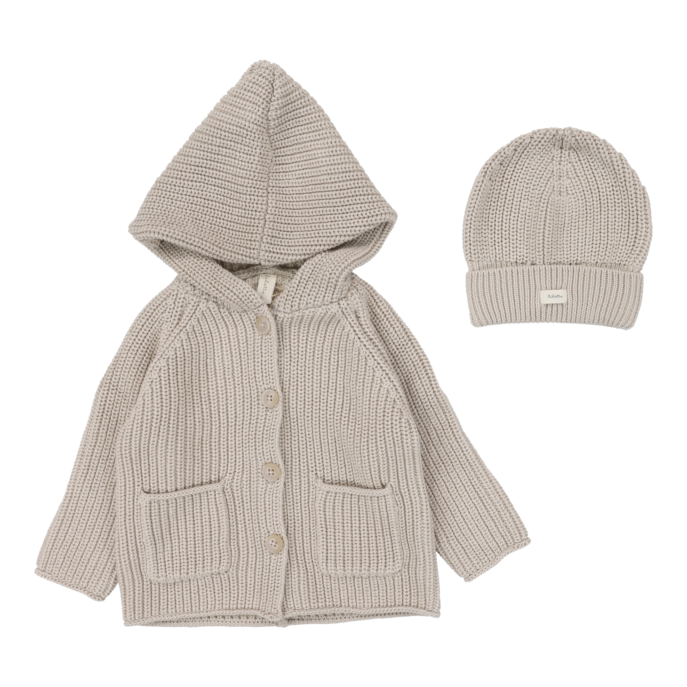 LILETTE CHUNKY CARDIGAN + BEANIE SET