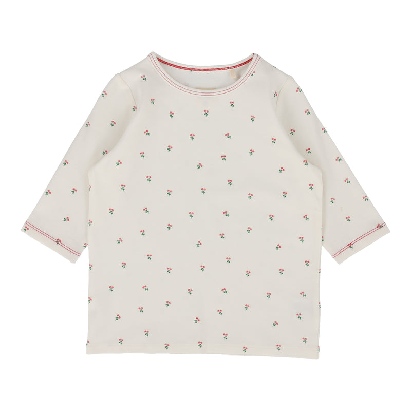 ANALOGIE CHERRY FLOWER 3/4 SLEEVE TEE