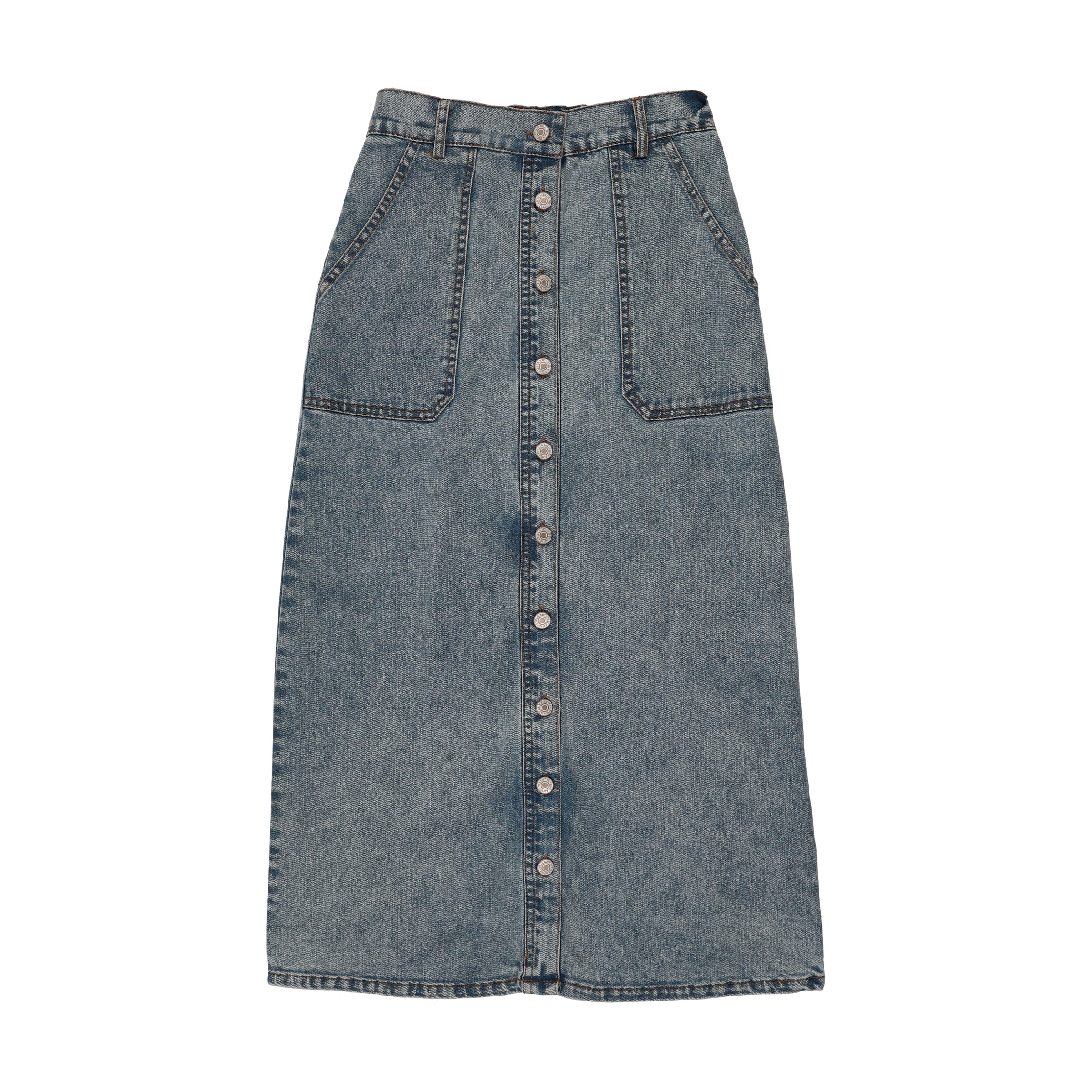 E015 EMM BUTTON DOWN MIDI SKIRT