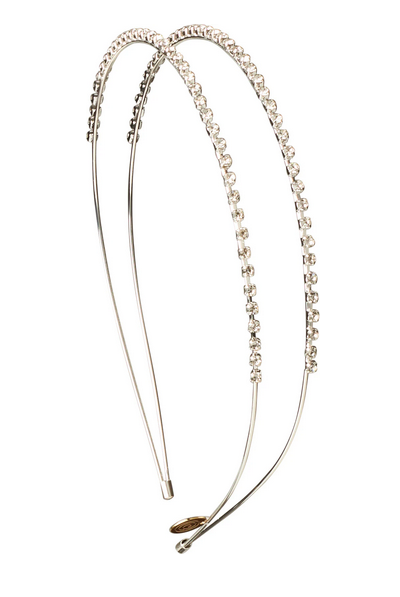 TS-7125 CHERIE DOUBLE STONE HEADBAND SILVER