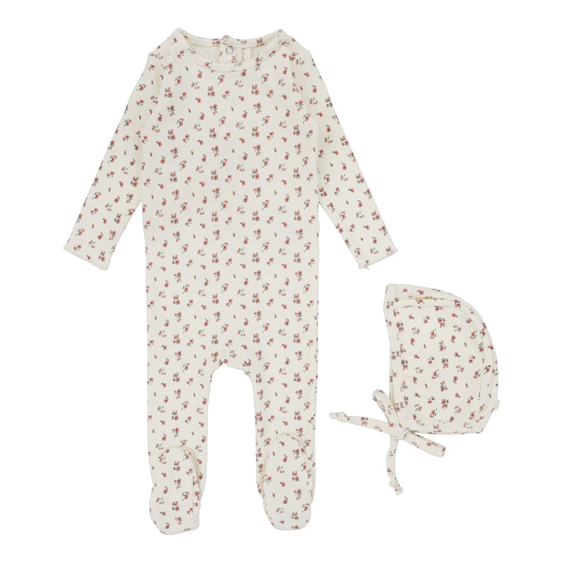 LILETTE VINTAGE FLORAL FOOTIE + BONNET