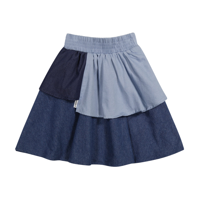 16-014 TEELA DENIM BLOCK SKIRT