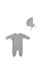 LILETTE VELOUR WRAP FOOTIE + BONNET