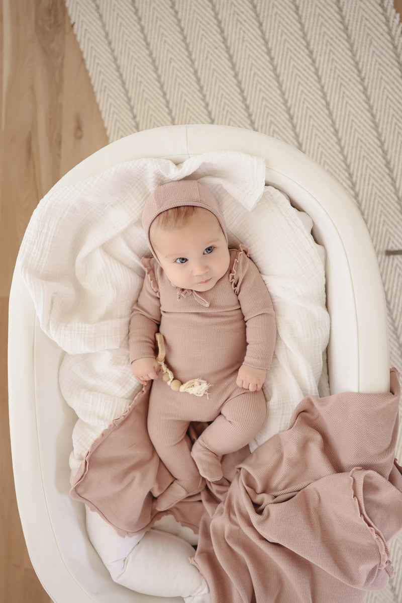 LIL LEGS RUFFLED RIBBED FOOTIE 3PC SET