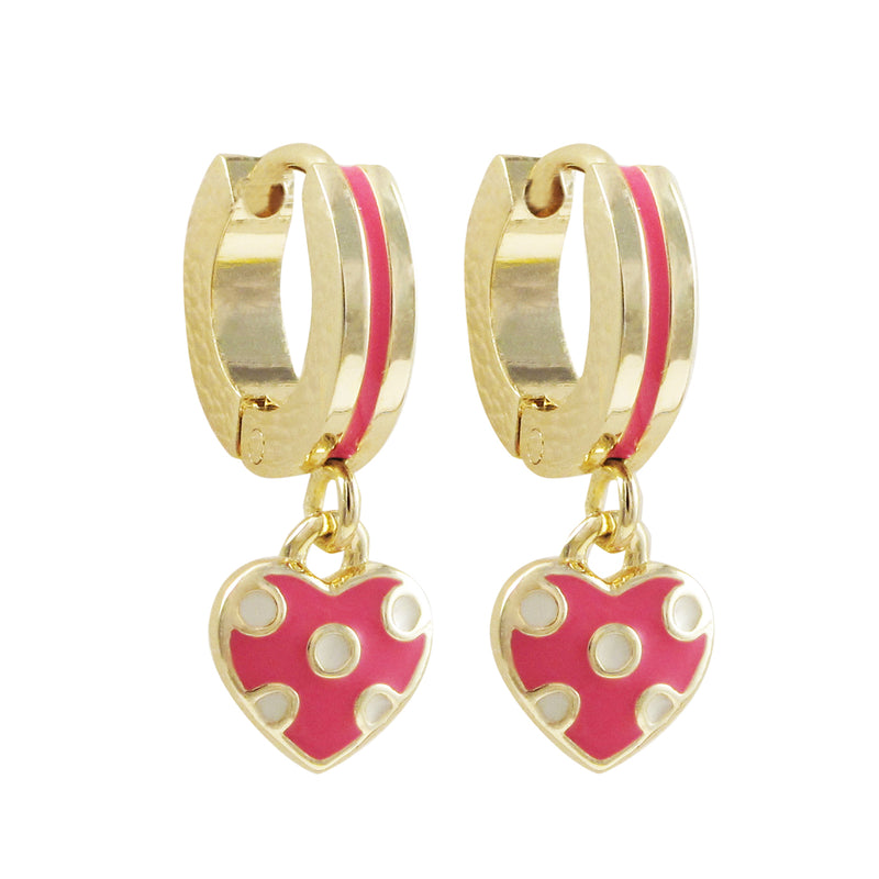 3EW4364 DLUX GP SRS ENAMEL HEART HUGGIE HOOP EARRING