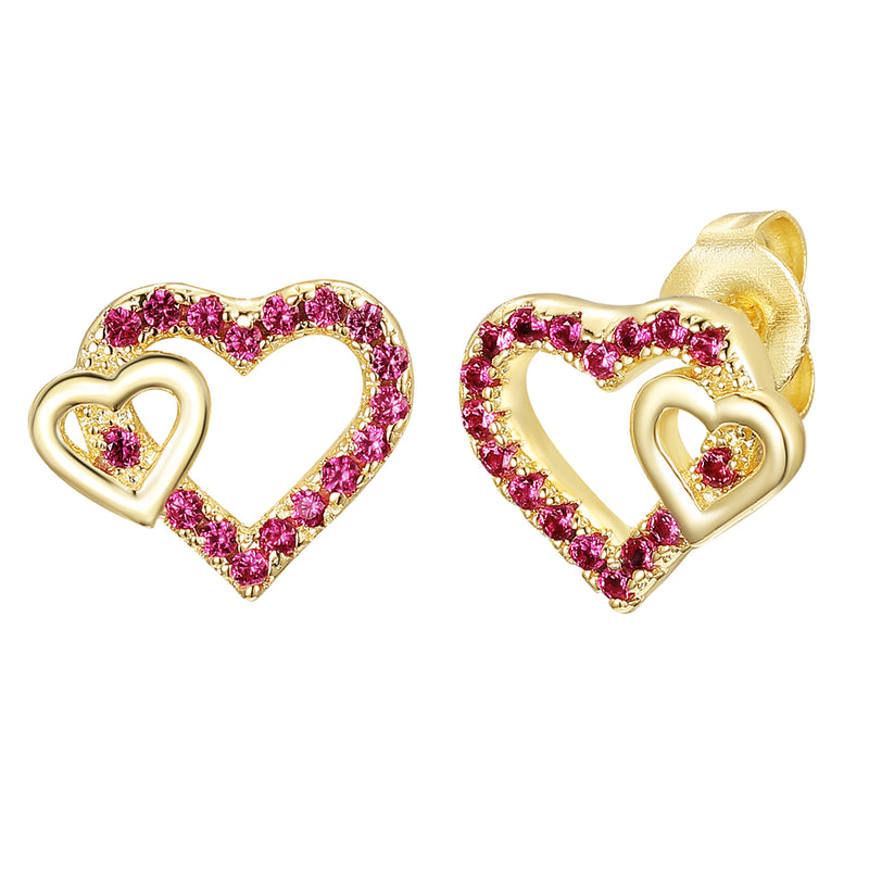3EP4394 DLUX GP SRS DOUBLE CUTOUT HEART POST EARRINGS