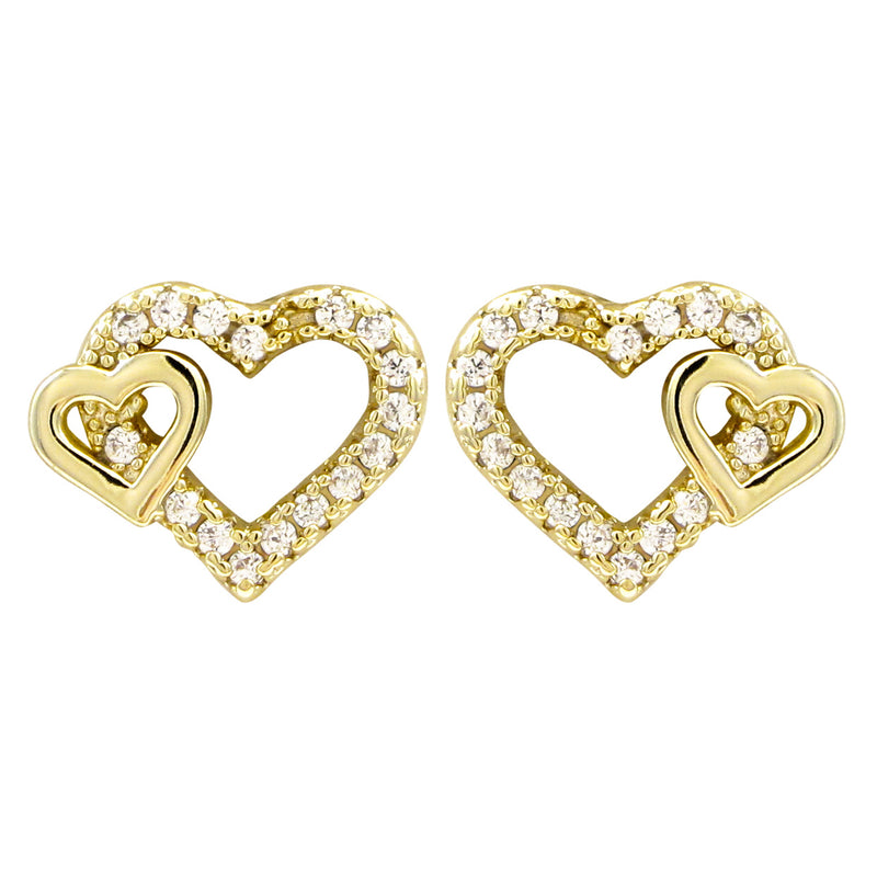 3EP4394 DLUX GP SRS DOUBLE CUTOUT HEART POST EARRINGS