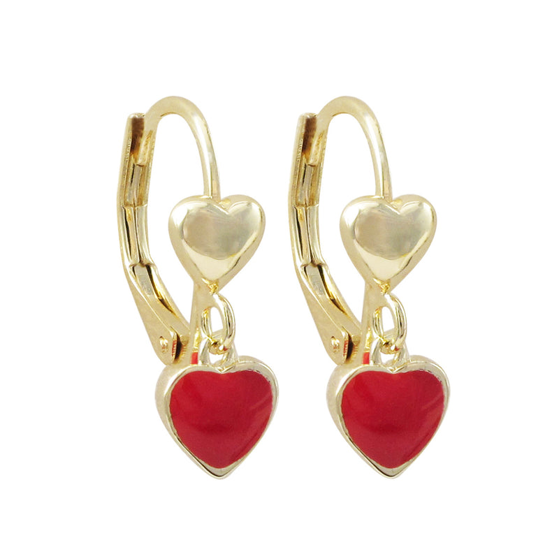 3EW15625 DLUX GP SRS LEVER BACK EARRING WITH ENAMEL HEART