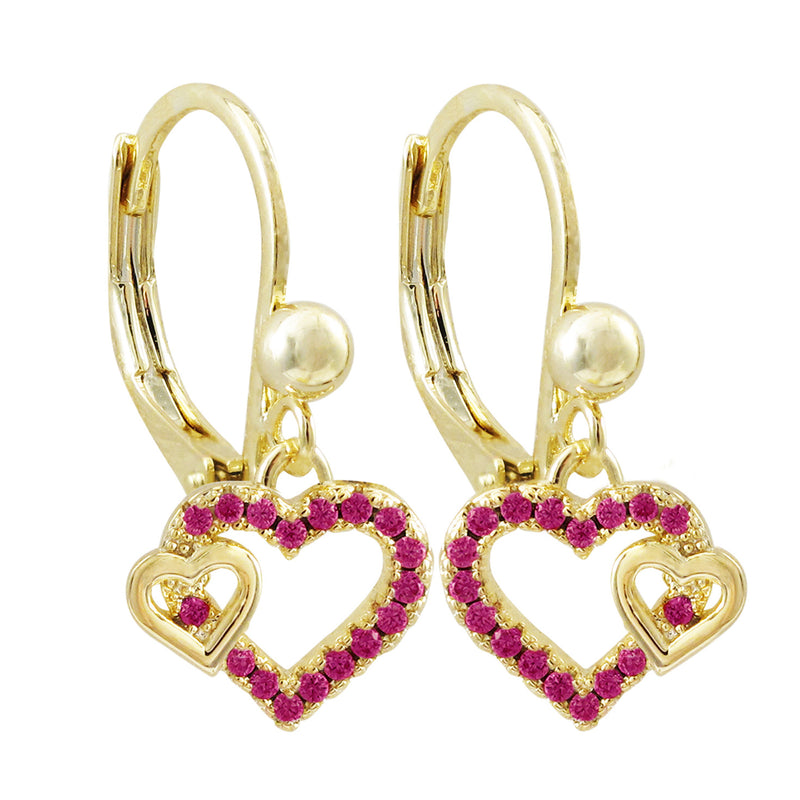 3EW4394 DLUX SRS DOUBLE CUTOUT HEARTS EARRINGS