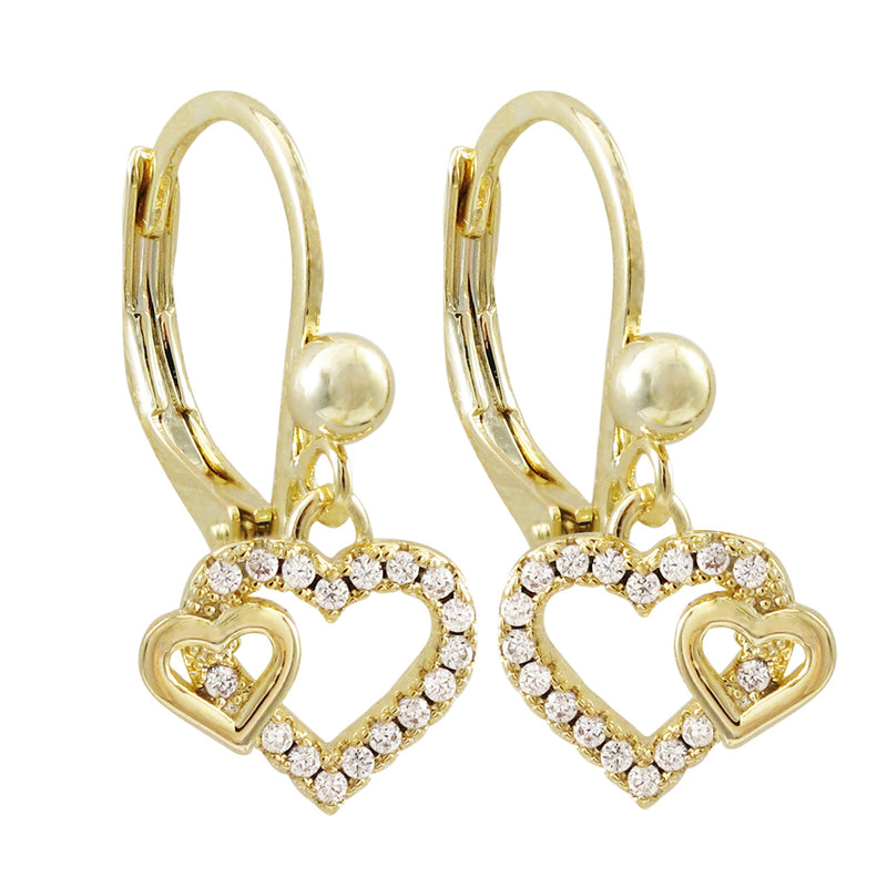 3EW4394 DLUX SRS DOUBLE CUTOUT HEARTS EARRINGS