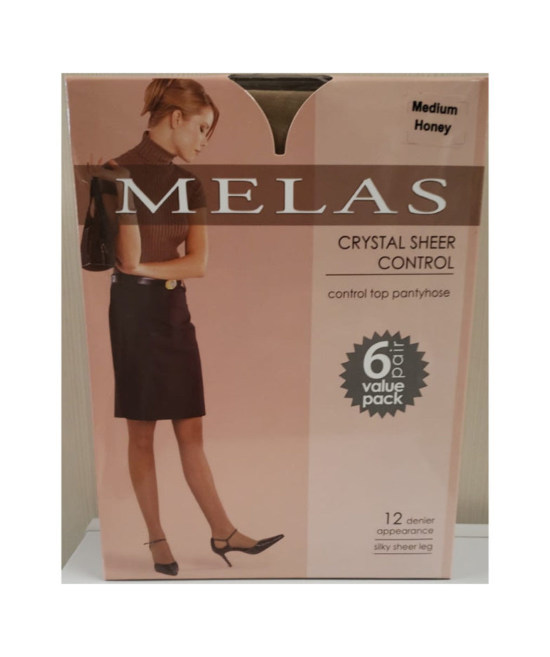 AS-6096 MELAS 6PK CRYSTAL SHEER CONTROL PANTYHOSE