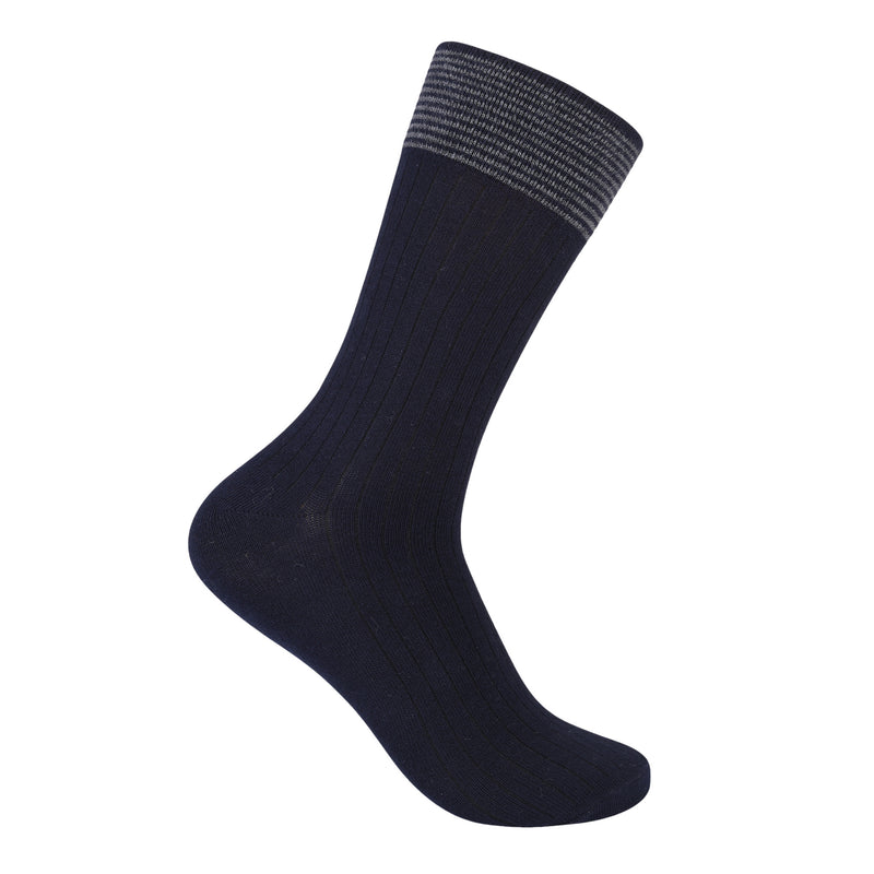 443 ZUBII STRIPED RIBBED BAND CREW SOCK