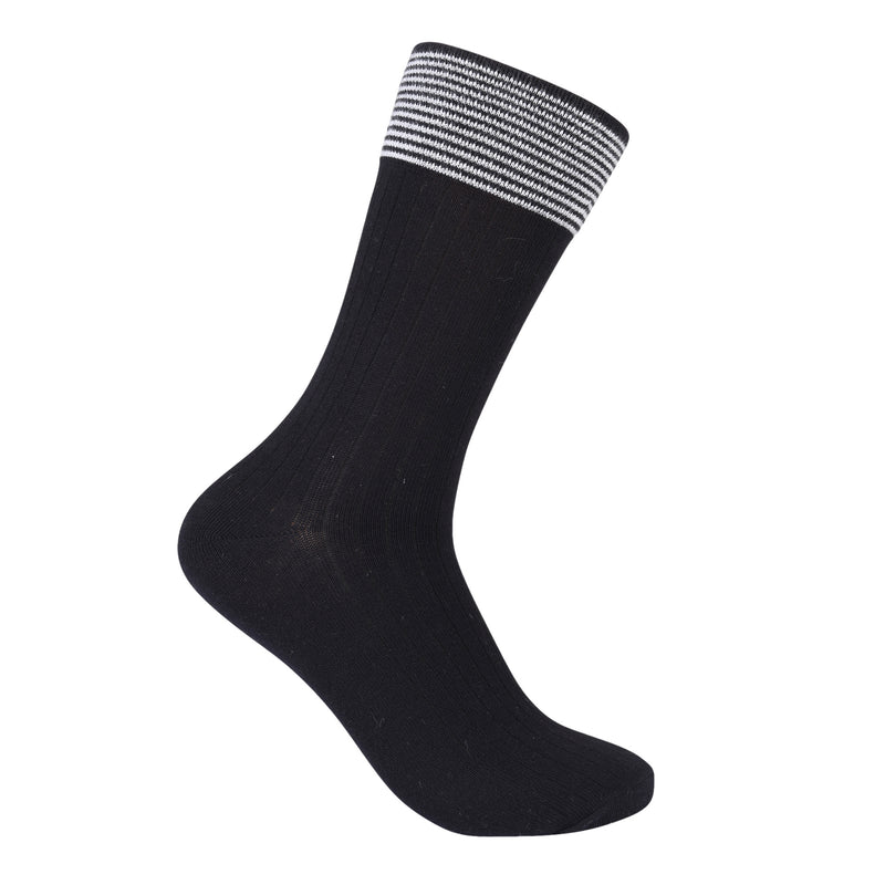 443 ZUBII STRIPED RIBBED BAND CREW SOCK