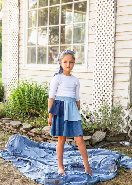 16-014 TEELA DENIM BLOCK SKIRT