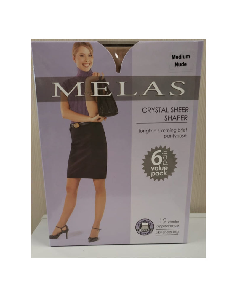 AS-6116 MELAS 6PK CRYSTAL SHEER SHAPER CONTROL PANTYHOSE
