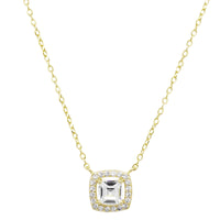 7N723 DLUX SS WHITE CZ 5MM SQUARE NECKLACE