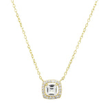 7N723 DLUX SS WHITE CZ 5MM SQUARE NECKLACE