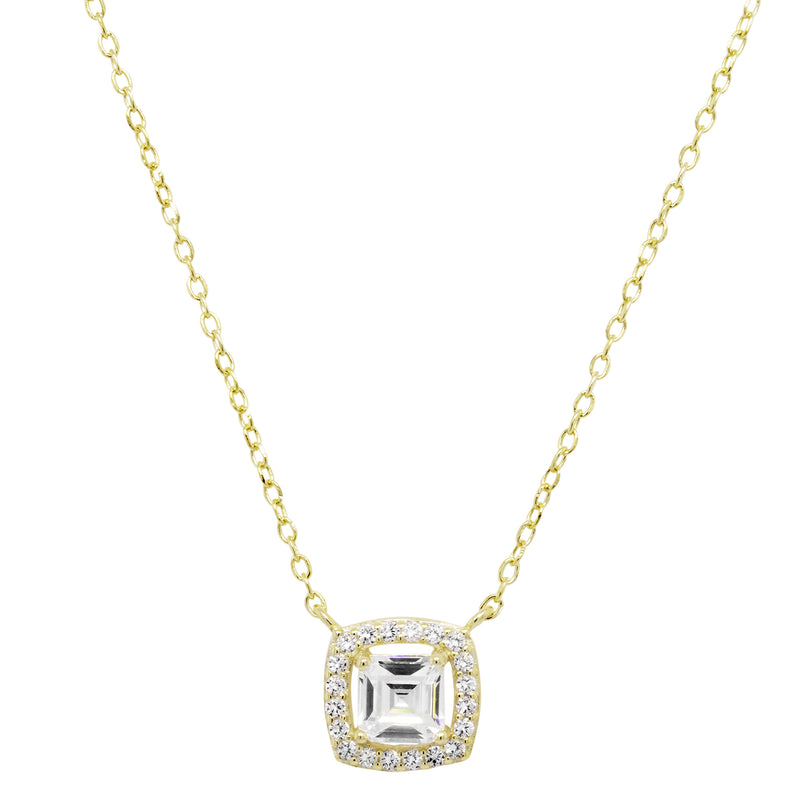 7N723 DLUX SS WHITE CZ 5MM SQUARE NECKLACE