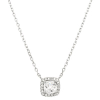 7N723 DLUX SS WHITE CZ 5MM SQUARE NECKLACE