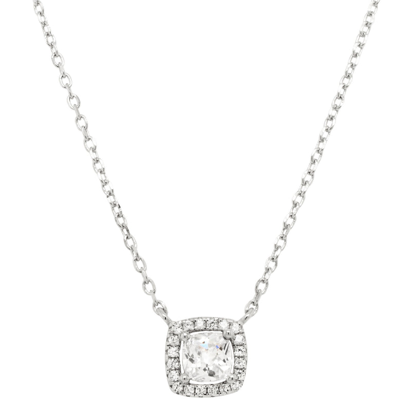 7N723 DLUX SS WHITE CZ 5MM SQUARE NECKLACE