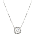 7N723 DLUX SS WHITE CZ 5MM SQUARE NECKLACE