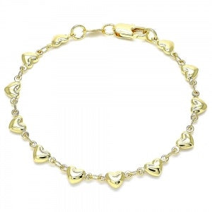 DELUXE GOLD FILLED FLAT HEART CHAIN BRACELET 8B765