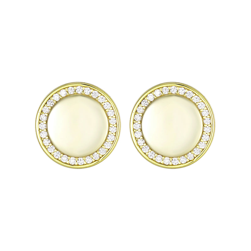 8EP855 DLUX GP SS SHINY 12mm ROUND STUD WHITE CZ EARRING