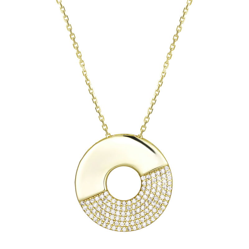 8N873 DLUX GP SS WHITE CZ 25mm CIRCLE NECKLACE